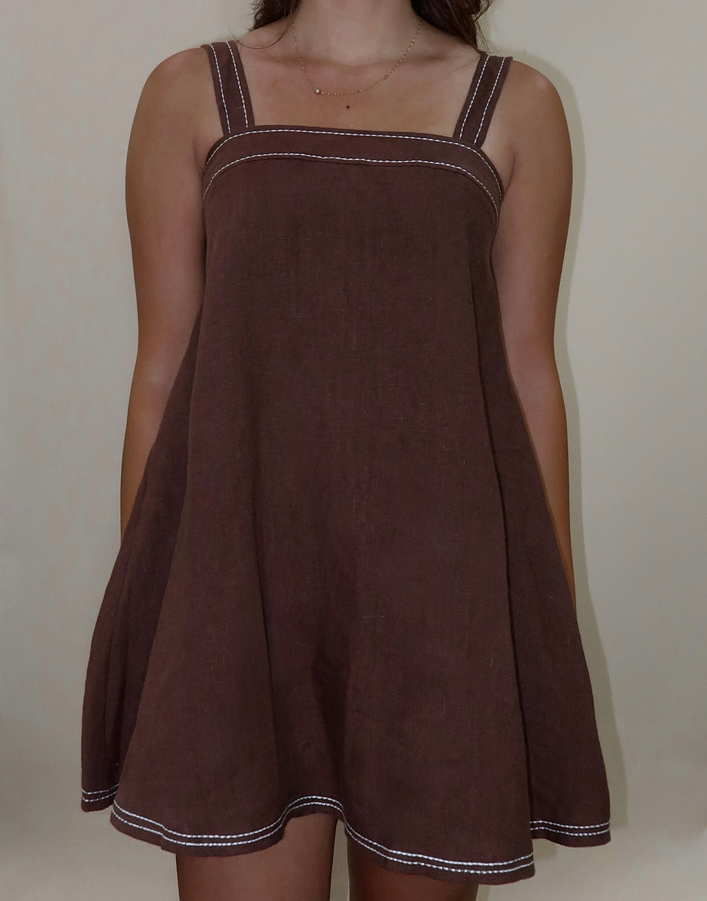 Mocha Muse Linen Dress