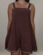 Mocha Muse Linen Dress